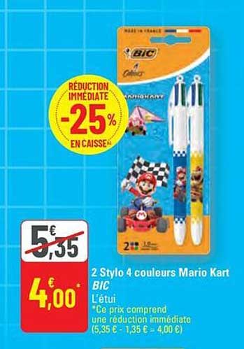 2 Stylo 4 couleurs Mario Kart