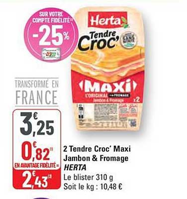 2 Tendre Croc' Maxi Jambon & Fromage