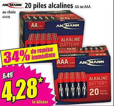 20 piles alcalines AA ou AAA au choix