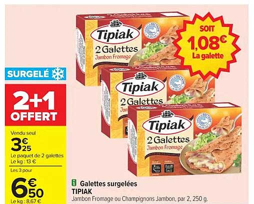 2+1 offert sur les Galettes Surgelées Tipiak