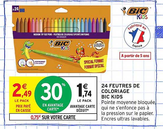 24 FEUTRES DE COLORIAGE BIC KIDS