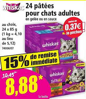 24 pâtées pour chats adultes en gelée ou en sauce