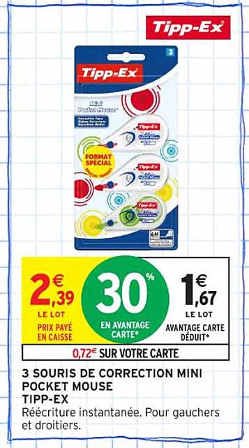 3 SOURIS DE CORRECTION MINI POCKET MOUSE TIPP-EX