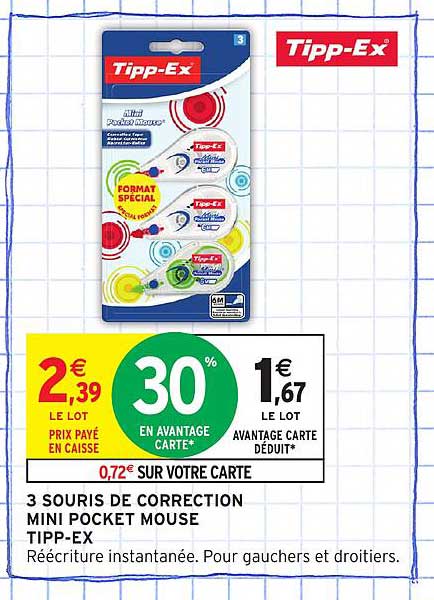 3 SOURIS DE CORRECTION MINI POCKET MOUSE TIPPEX