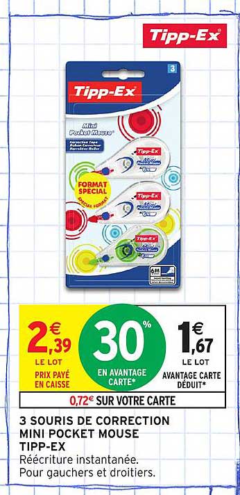 3 SOURIS DE CORRECTION MINI POCKET MOUSE TIPPEX