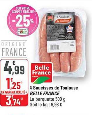 4 Saucisses de Toulouse BELLE FRANCE