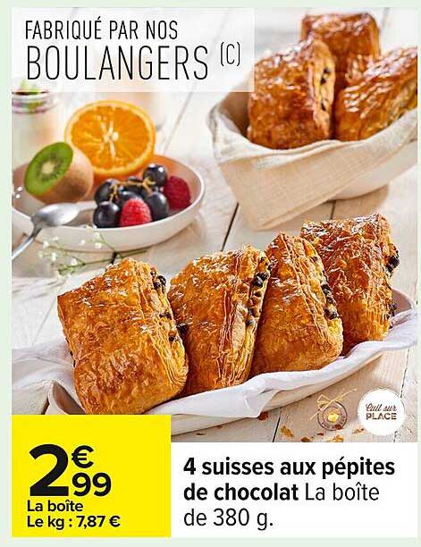 4 suisses aux pépites de chocolat La boîte de 380 g