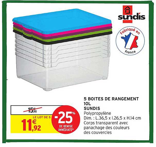 5 BOITES DE RANGEMENT 10L