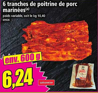 6 tranches de poitrine de porc marinées