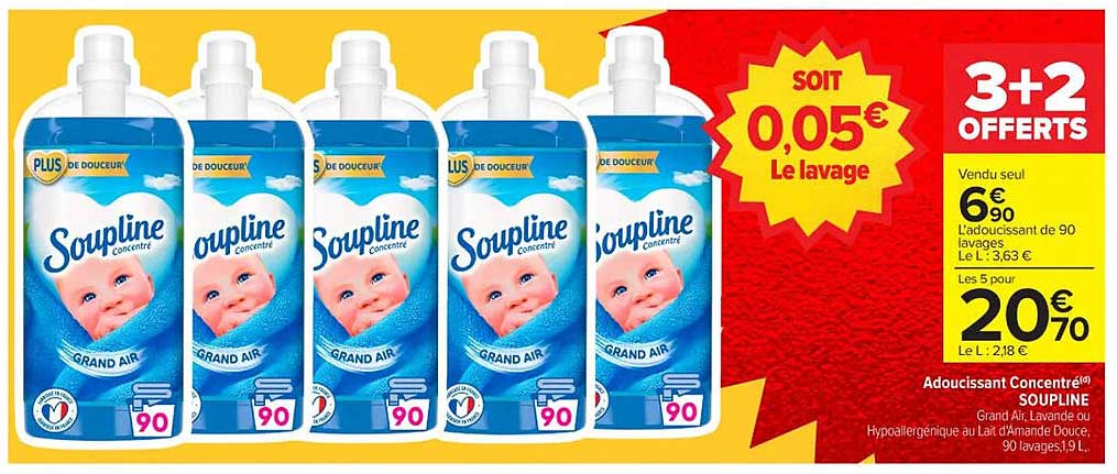 Adoucissant Concentré SOUPLINE 90 lavages