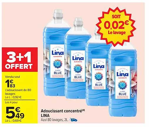 Adoucissant concentré(d) LINA Azul 80 lavages, 2L