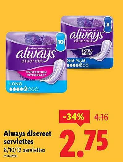 Always discreet serviettes