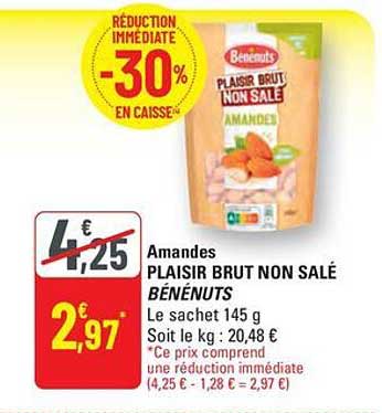 Amandes PLAISIR BRUT NON SALÉ BÉNÉNUTS