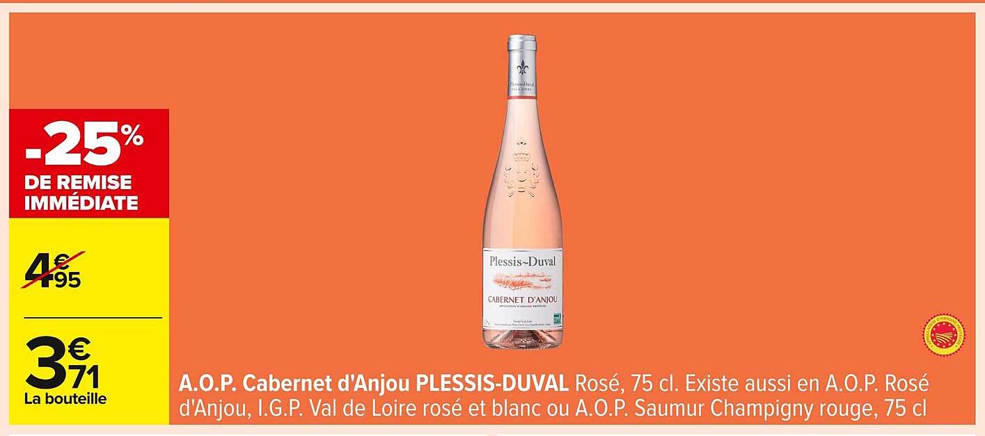 A.O.P. Cabernet d’Anjou PLESSIS-DUVAL Rosé, 75 cl.