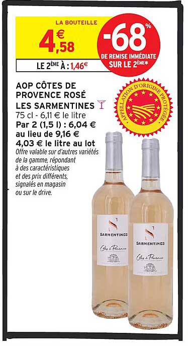 AOP CÔTES DE PROVENCE ROSÉ LES SARMENTINES