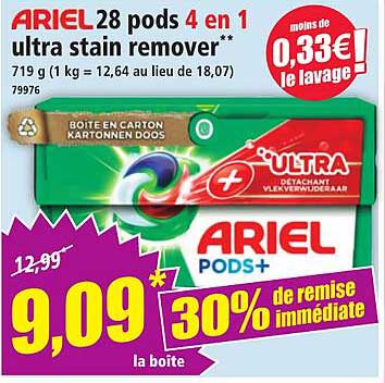 ARIEL 28 pods 4 en 1 ultra stain remover