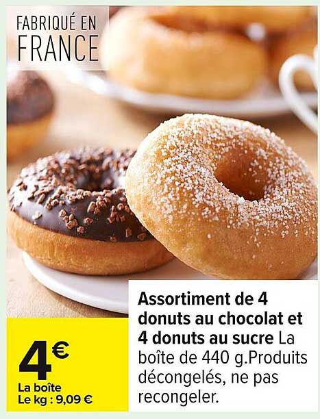 Assortiment de 4 donuts au chocolat et 4 donuts au sucre