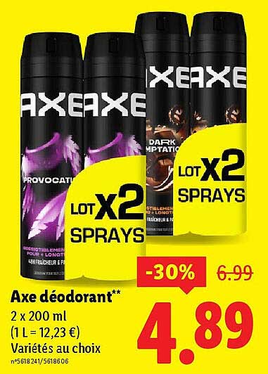 Axe déodorant** 2 x 200 ml