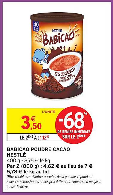 BABICAO POUDRE CACAO NESTLÉ