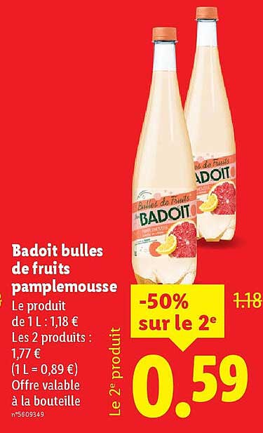 Badoit bulles de fruits pamplemousse