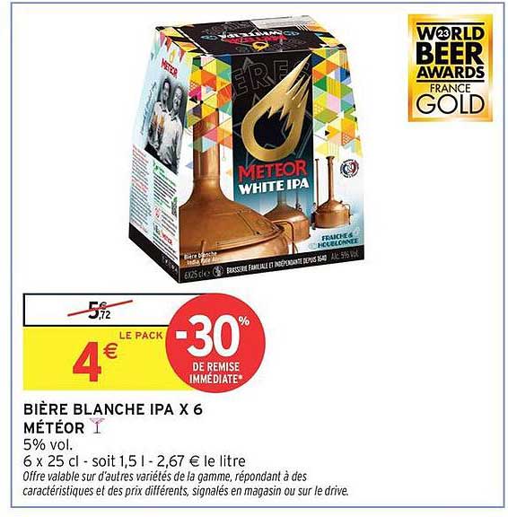 BIÈRE BLANCHE IPA X 6 MÉTÉOR