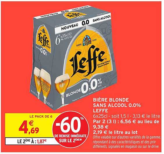 BIÈRE BLONDE SANS ALCOOL 0.0% LEFFE