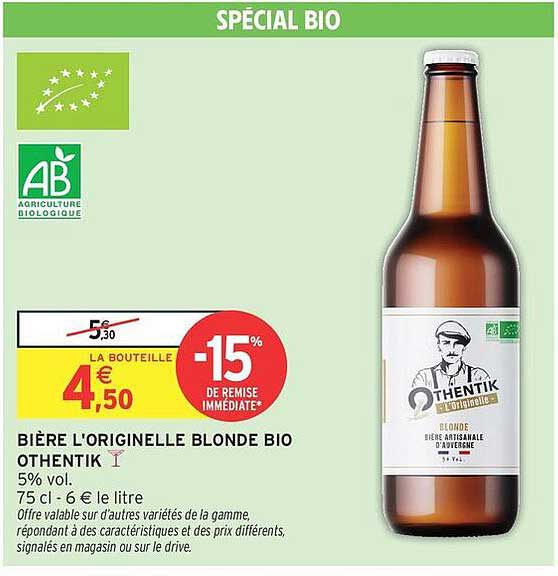 BIÈRE L'ORIGINELLE BLONDE BIO OTHENTIK