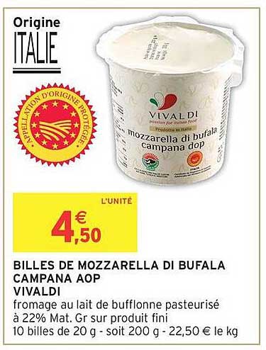 BILLES DE MOZZARELLA DI BUFALA CAMPANA AOP VIVALDI