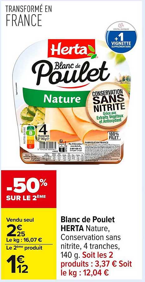 Blanc de Poulet HERTA Nature, Conservation sans nitrite