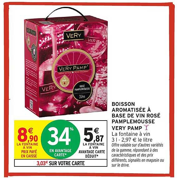 BOISSON AROMATISÉE À BASE DE VIN ROSÉ PAMPELMOUSSE VERY PAMP