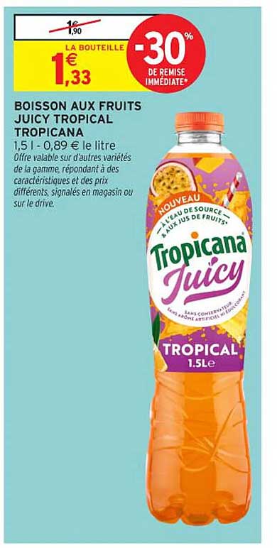 BOISSON AUX FRUITS JUICY TROPICAL TROPICANA