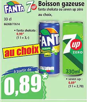 Boisson gazeuse fanta shokata ou seven up zéro au choix