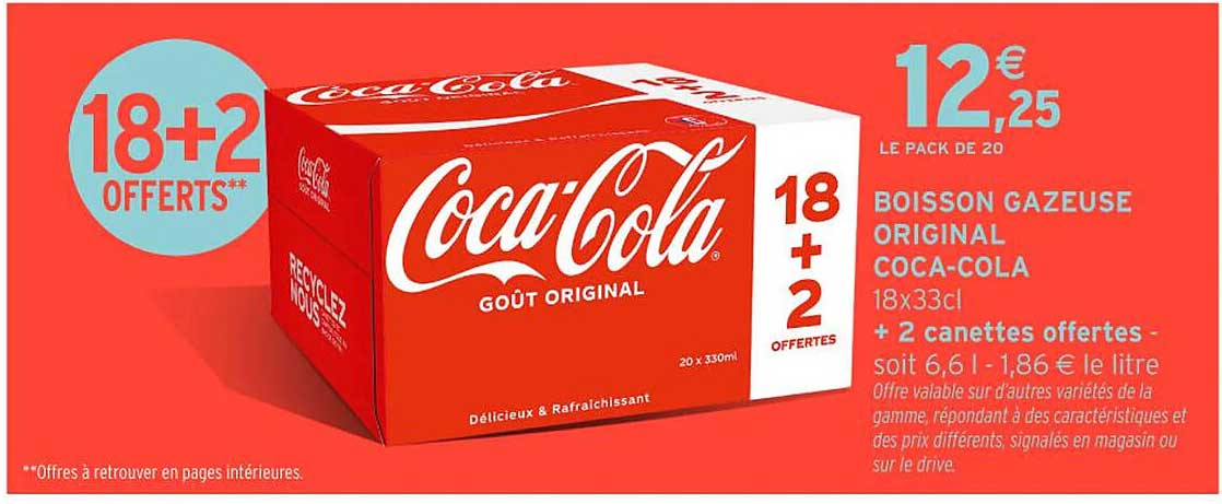 BOISSON GAZEUSE ORIGINAL COCA-COLA 18+2 OFFERTS