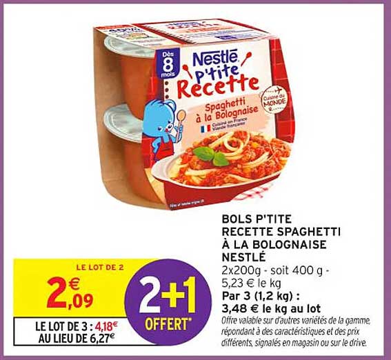 BOLS P'TITE RECETTE SPAGHETTI À LA BOLOGNAISE NESTLÉ