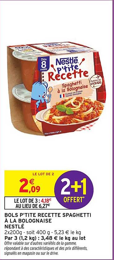 BOLS P'TITE RECETTE SPAGHETTI À LA BOLOGNAISE NESTLÉ