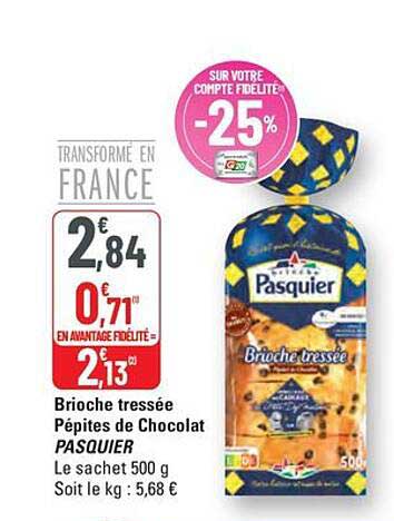 Brioche tressée Pépites de Chocolat PASQUIER