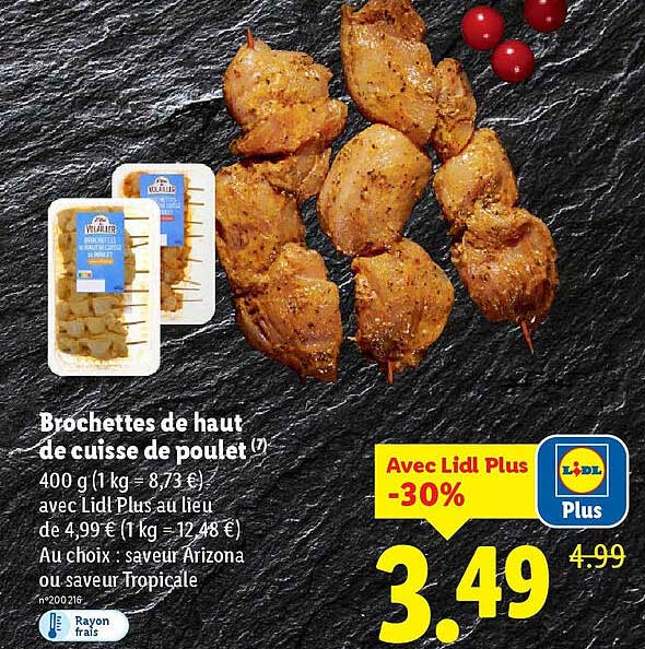 Brochettes de haut de cuisse de poulet