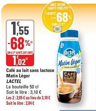 Café au lait sans lactose Matin Léger