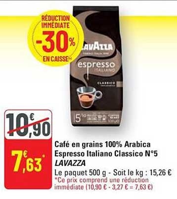 Café en grains 100% Arabica Espresso Italiano Classico N°5 LAVAZZA