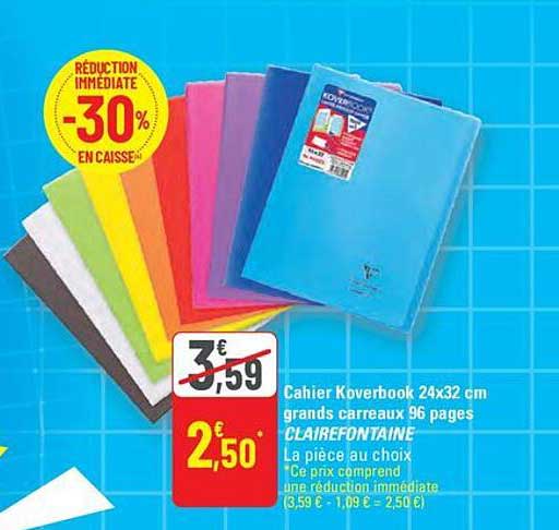 Cahier Koverbook 24x32 cm grands carreaux 96 pages CLAIREFONTAINE