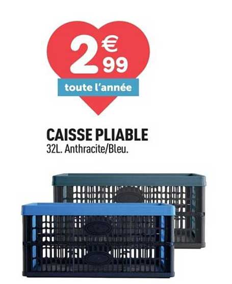 CAISSE PLIABLE 32L. Anthracite/Bleu.