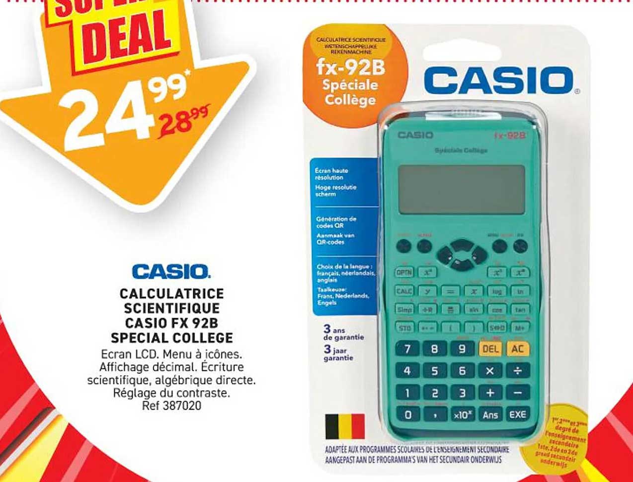 Calculatrice scientifique CASIO FX 92B Spécial Collège