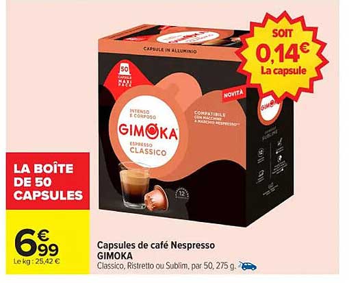 Capsules de café Nespresso GIMOKA