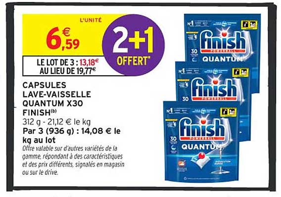 CAPSULES LAVE-VAISSELLE QUANTUM X30 FINISH
