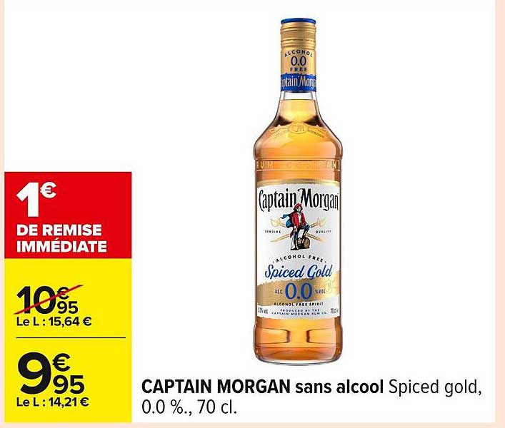 CAPTAIN MORGAN sans alcool Spiced gold, 0.0 %, 70 cl.