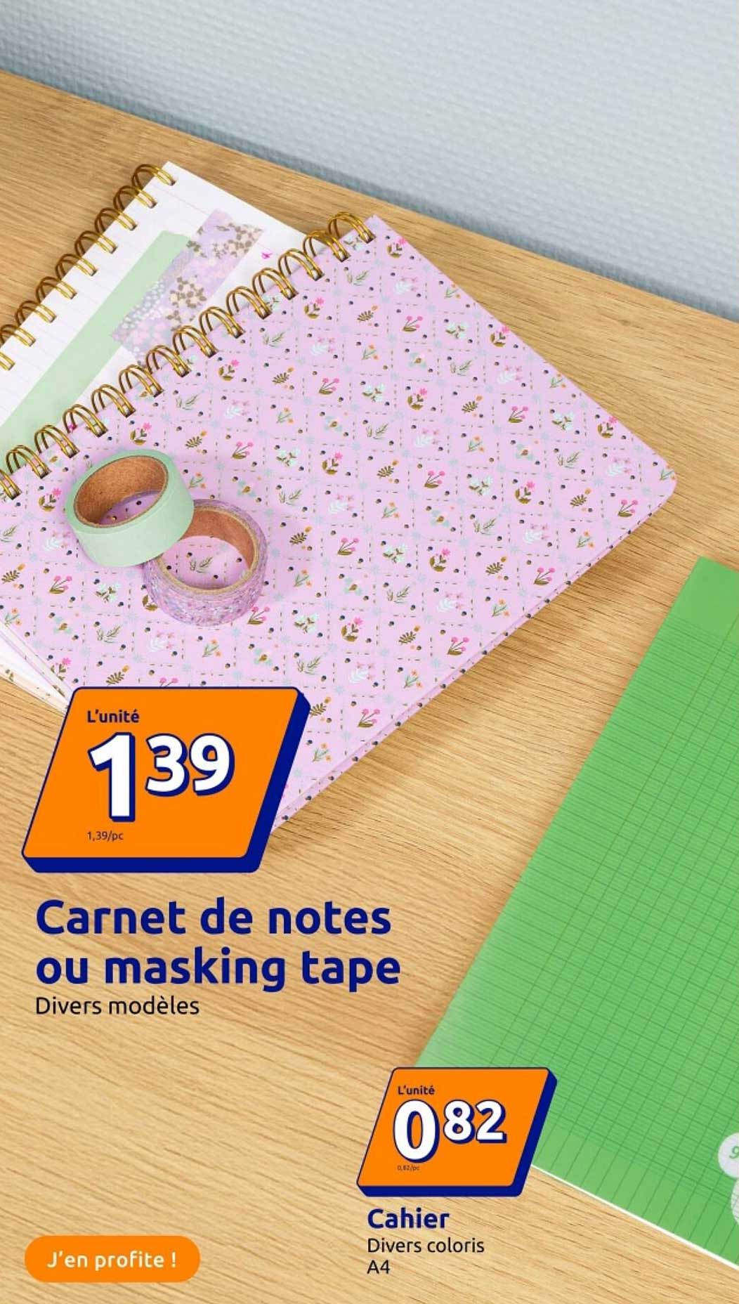 Carnet de notes ou masking tape