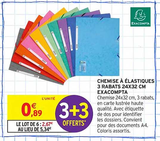 CHEMISE À ÉLASTIQUES 3 RABATS 24X32 CM EXACOMPTA