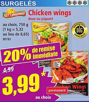 Chicken wings doux ou piquant