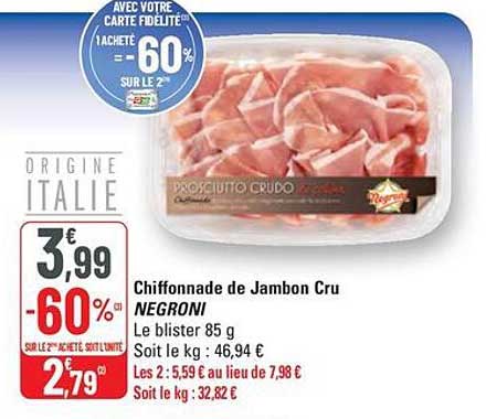 Chiffonnade de Jambon Cru NEGRONI