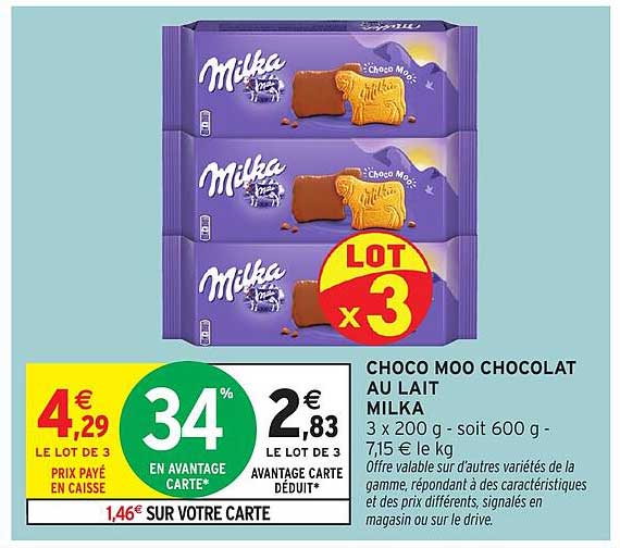 CHOCOS MOO CHOCOLAT AU LAIT MILKA